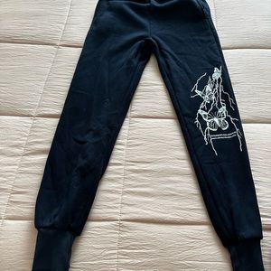 Comfortable dark blue sweatpants with butterfly detail
